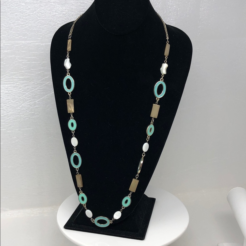 Long Enamel And Shell Link Necklace - Women Jewelry